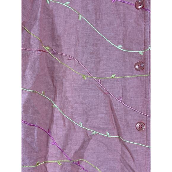 Vintage Dress Set 22W Coral Linen Blend Embroidered Tank Button Up Jacket - Picture 3 of 13